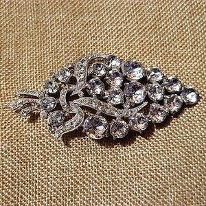Vintage Staret Clear Rhinestone Brooch Pin Large Sparkling!